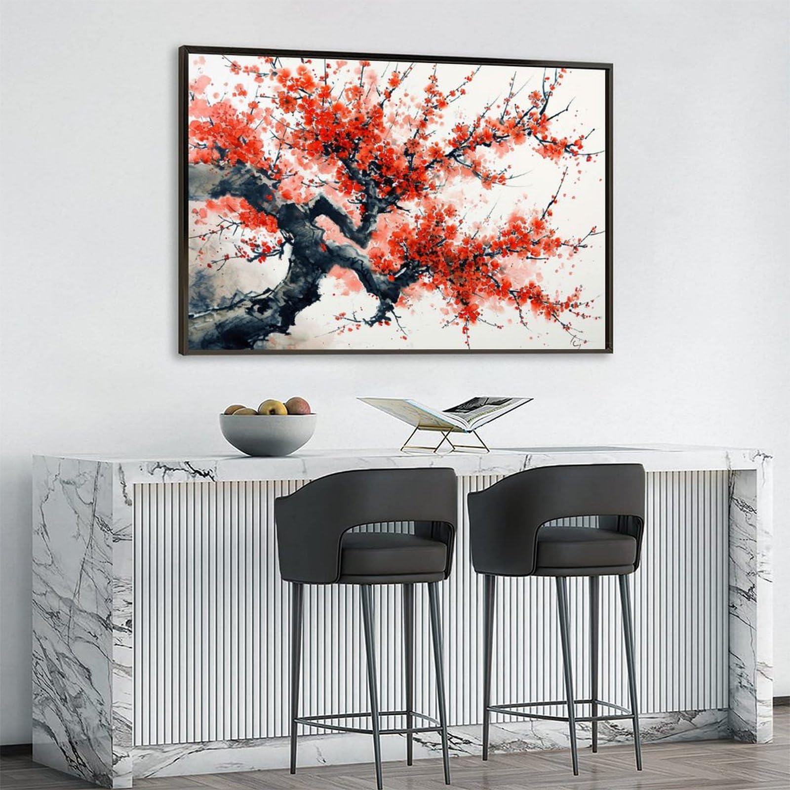 Amazon.co.jp: 絵画 紅梅水墨画インテリア 絵画 魅力的な花魅力 Amazon.co.jp: 絵画 紅梅水墨画インテリア 絵画 魅力的な花魅力